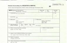 英國出生證樣本