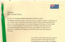 澳洲出生證公證樣本