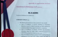 英國高中成績單畢業(yè)證公證認證樣本